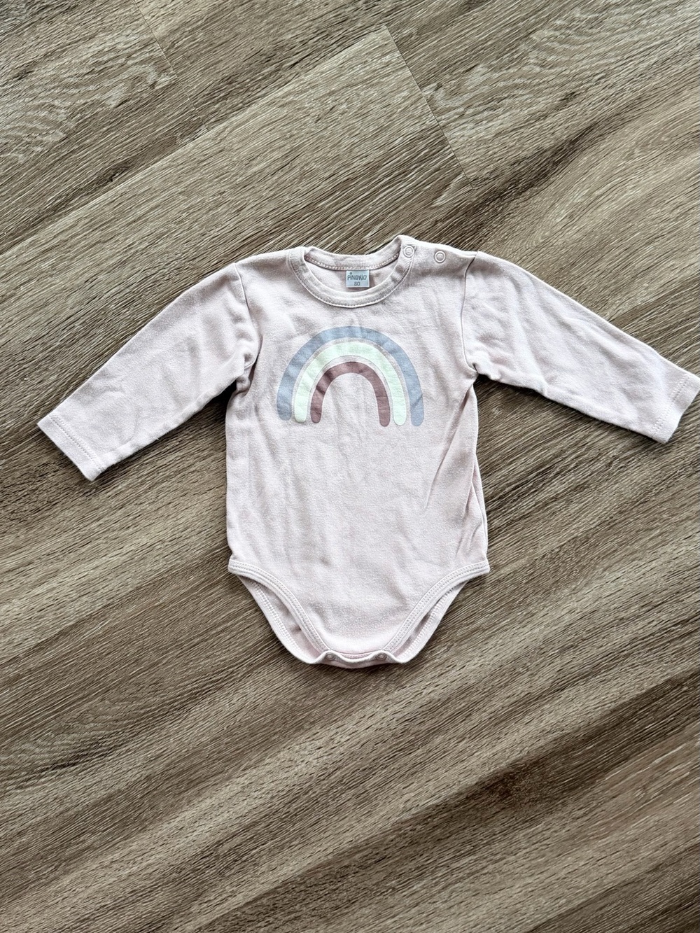 Rainbow Baby 80cm 12-18months Girls Pink Long-Sleeve Rainbow One-Piece Bodysuit